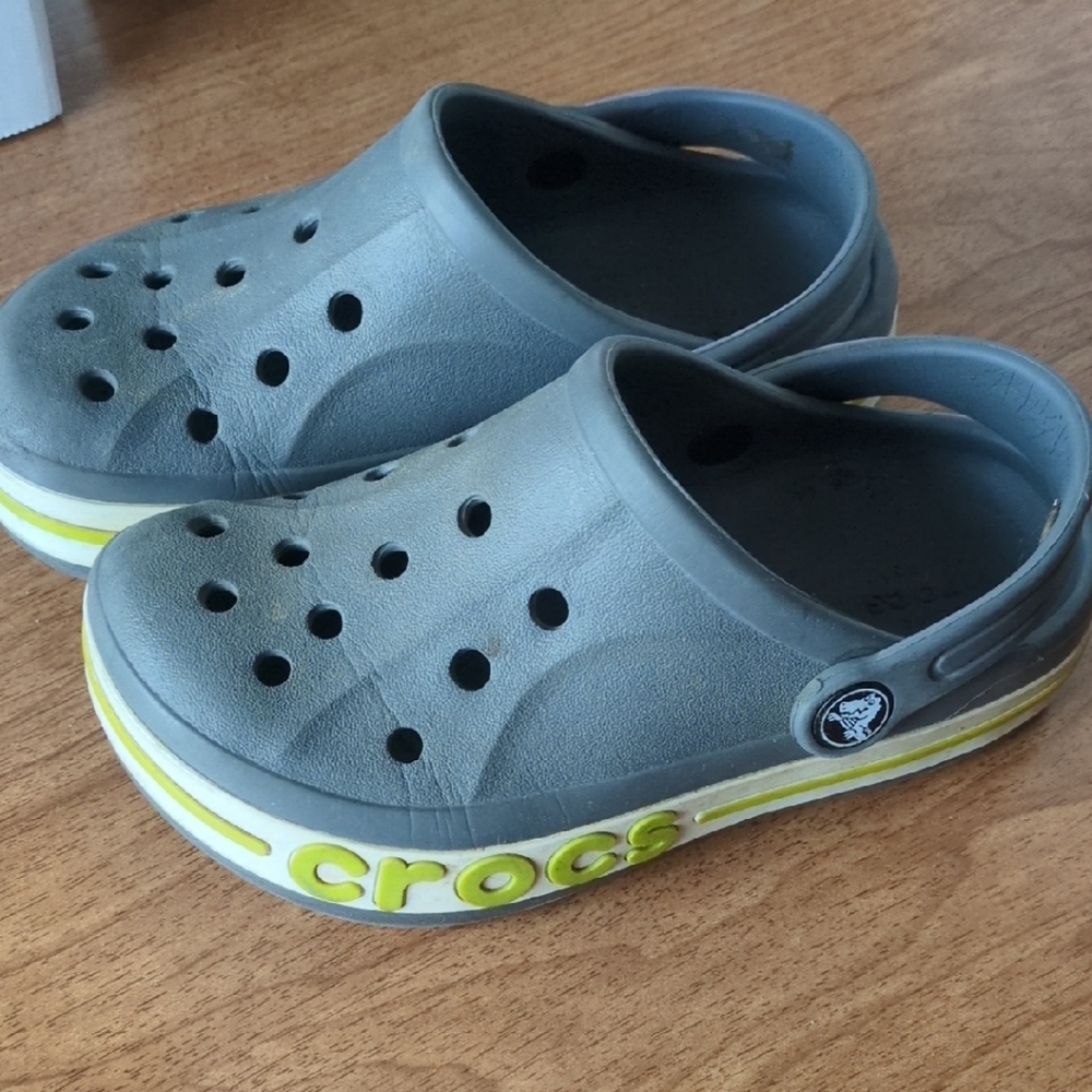 CROCS Kids Gray and Yellow Clogs